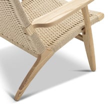 Hans Wegner Replica Oak Wood & Rattan Lounge Chair